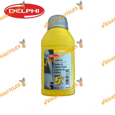 Brake Fluid | DELPHI Clutch Fluid 250 ml DOT 5.1 | FMVSS 116 DOT 3/4/5.1 | SAE J1703 | SAE J1704 | ISO 4925 3/4/5.1
