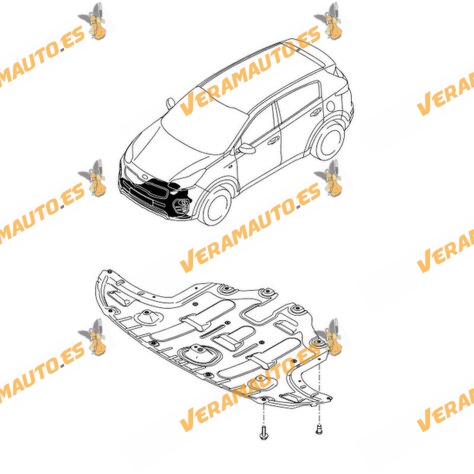 Protección Bajo Motor Kia Sportage de 2015 a 2020 | Cubre Carter ABS + PVC | OEM Similar 29110-F1000