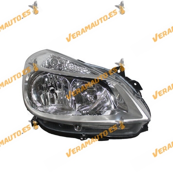 Headlamp Renault Clio from 2005 to 2009 Right | Lamp H7- H7 Chrome Background | Valeo | OEM 260100203R
