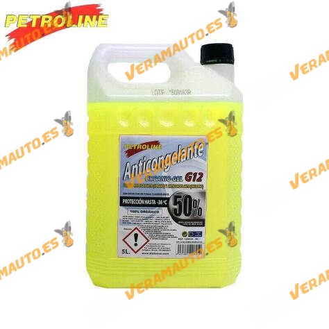 Líquido Anticongelante PETROLINE Orgánico Amarillo G12 50% | Refrigerante Verano | Protección hasta -36ºC