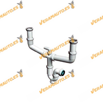 Curved Double Extendable Siphon with Horizontal Outlet + Reducer + Double Extendable Fitting + One Auxiliary Inlet