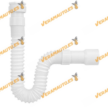 Reinforced Extendable Siphon Pipe with Adapter | Polypropylene | White