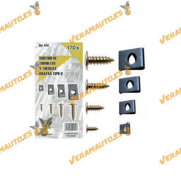 Set 170 Screws and thread clamps type U (self-locking screw), size from 3x8mm to 6x20mm