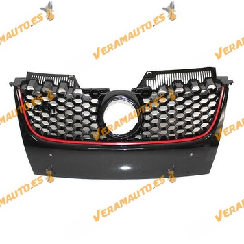 Front Grille Volkswagen Golf V Gti from 2004 to 2008 Black with Red Profile without license plate Similar to 1K0853651E