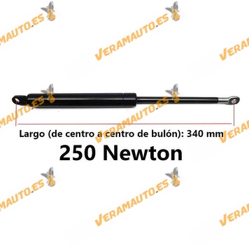 Universal gas shock-absorver 340mm lenght, with bolt hook bulón with thread M8, force between 250N and 1500N