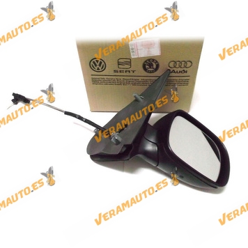 Espejo Retrovisor Seat Ibiza Y Cordoba Del 1999 Al 2002 Lado Derecho Pequeño Con Mando Mecanico Negro Original OEM 6k1857508j