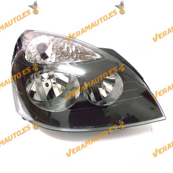 Faro Renault Clio de 2001 a 2005 delantero derecho H7 y H1 electrico fondo negro similar a 7701051733 7701051770 7701054063