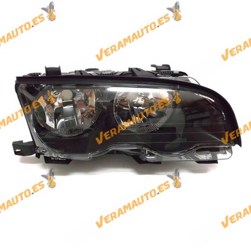 faro bmw e46 serie 3 del 2001 al 2003 lamparas h7 y h7 derecho fondo negro 2 puertas coupe