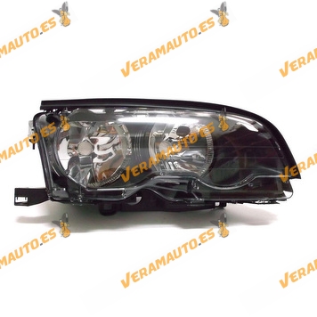 faro bmw e46 serie 3 del 2001 al 2003 lamparas h7 y h7 derecho fondo negro 2 puertas coupe