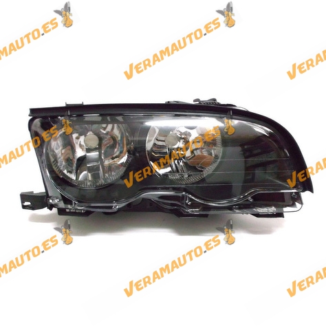 faro bmw e46 serie 3 del 2001 al 2003 lamparas h7 y h7 derecho fondo negro 2 puertas coupe