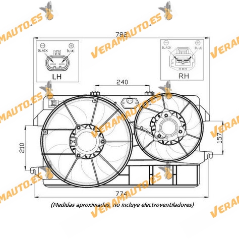 Pantalla Electroventiladores Ford Tourneo Connect de 2003 a 2006 | Motores Diesel 1.8 | Con Climatizador | OEM 2T148C607EC