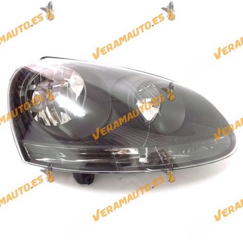 Faro Volkswagen Golf V y Jetta años 2004 a 2008 lamparas h7 mas h7 Fondo Negro Delantero Derecho