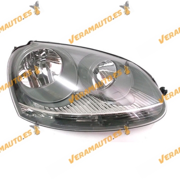 Faro Volkswagen Golf V y Jetta años 2004 a 2008 lamparas h7 mas h7 Fondo Gris Delantero Derecho