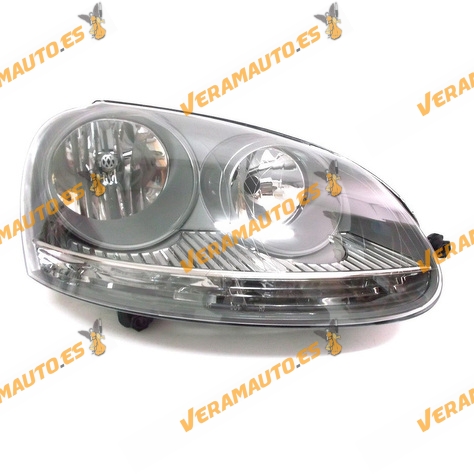 Faro Volkswagen Golf V y Jetta años 2004 a 2008 lamparas h7 mas h7 Fondo Gris Delantero Derecho