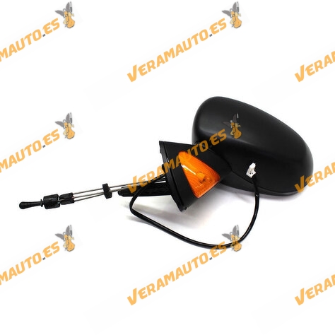 Espejo Retrovisor Renault Modus Del 2004 Al 2007 Con Mando Mecanico Negro Piloto Izquierdo