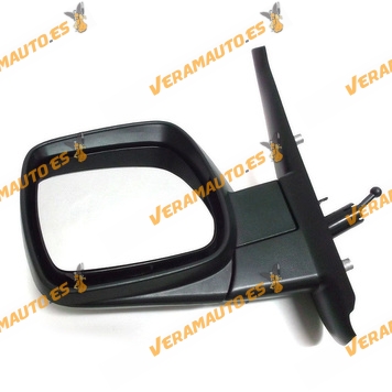 Espejo Retrovisor Renault Kangoo Desde 2007 hasta 2013 Con Mando Mecanico Negro Izquierdo