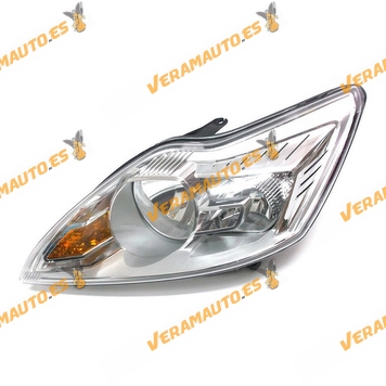Ford Focus headlight from 2007 to 2011 H7 and H1 bulbs | Left Front | Chrome Background OEM 1521193 1568269