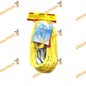 High quality trailer wires, synthetic rope 10 mm thick and 3.60m lenght, rising hook with secure anti-split for 1.5 tons.