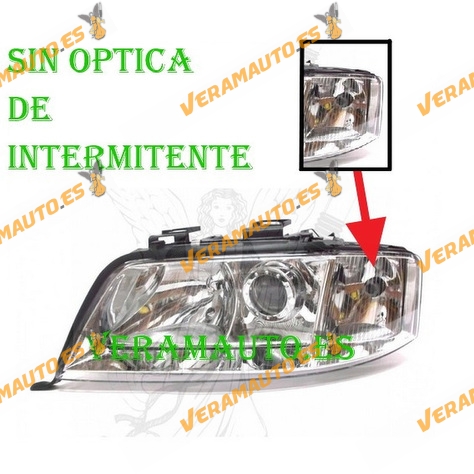 Faro Delantero Audi A6 Lamparas H7 Y H1 Izquierdo Modelo 1997 Al 2001 Sin Optica Para Lampara Intermitente