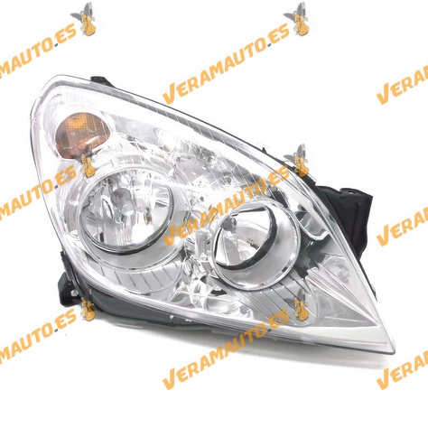 Faro opel astra H y GTC del 2004 al 2009 lamparas h7 y h1 fondo cromado delantero derecho