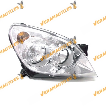 Faro opel astra H y GTC del 2004 al 2009 lamparas h7 y h1 fondo cromado delantero derecho