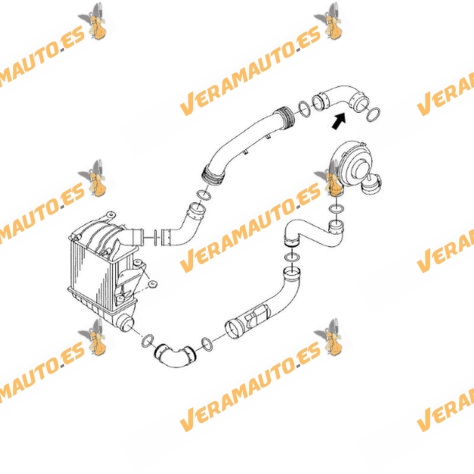 Manguito de Intercooler a Turbo | Motores VAG 1.9 TDI 130cv | Tubo flexible de aire de sobrealimentación | OEM 6Q0145838E