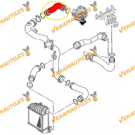 Intercooler Outlet Sleeve Seat Leon Toledo (1M) | Volkswagen Bora Golf IV (1J) | Similar to OEM 1J0145838R | 1J0145838Q