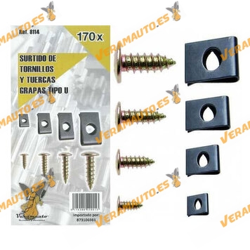 170 Screws, nuts and staples set type U (self-locking screw), size from 3x8mm to 6x20mm
