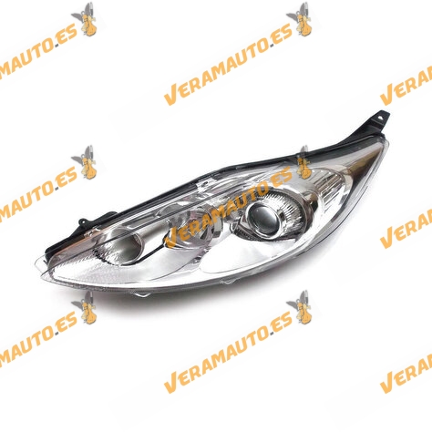 Faro Ford Fiesta De 2009 A 2013 Delantero Izquierdo Lamparas H7 Y H1 Fondo Cromado Con Motor De Regulacion Electrica