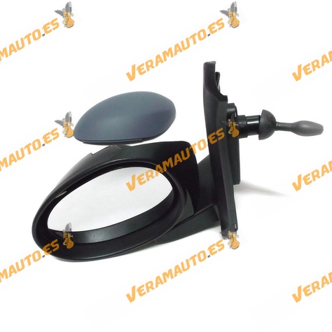 Espejo Retrovisor Citroen C1 Peugeot 107 Toyota Aygo de 2005 a 2014 Con Mando Mecanico Imprimado Izquierdo