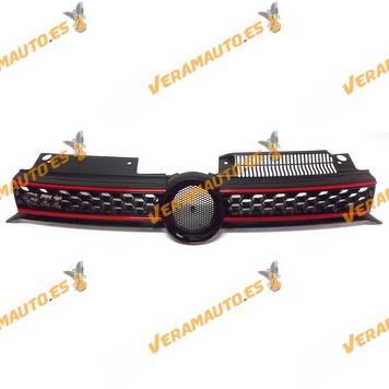Front Grille Volkswagen Golf VI GTi from 2009 to 2013 with Red Frames and Logo GTI similar to 5K0853651C