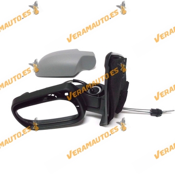 Espejo Retrovisor Ford Fiesta Del 2002 Al 2006 Con Mando Mecanico Imprimado Izquierdo