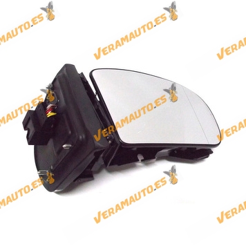 Rear view Mirror Glass Body Mercedes Class C W203 Electric Thermic Folding and Memory Right 2000 to 2007 1 connection 11 pins