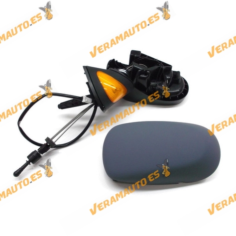 Espejo Retrovisor Renault Modus de 2004 a 2008 izquierdo mecanico imprimado piloto ambar convexo OEM 7701060071