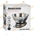 Báscula Digital con Cuenco de Acero | Dimensiones 22 x 22 x 13 cm | Capacidad 5 kg