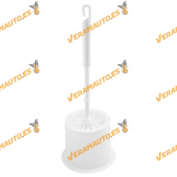 Toilet Brush | Round White Toilet Brush Holder | Plastic |13x36.5cm