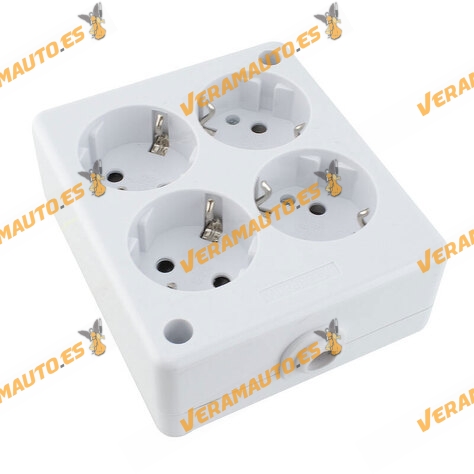 Base Multiple con 4 Tomas | Blanco | 250V 16A