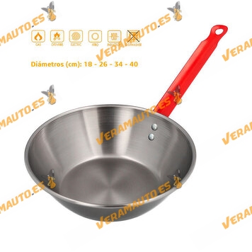 Polished Deep Frying Pan with Handle | Diameter 18 | 26 | 34 | 40 | Induction | Vitro | Gas
