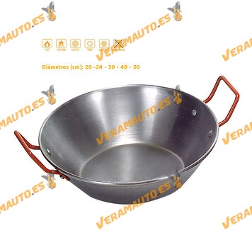 Polished Deep Frying Pan with Handles | Diameter 20 | 24 | 30 | 40 | 50 | Induction | Vitro | Gas