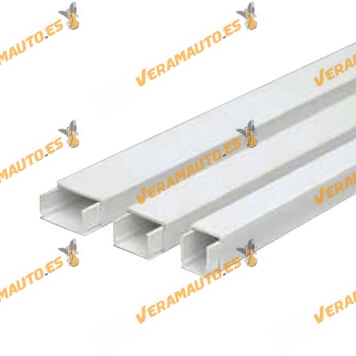 Canaleta Adhesiva de PVC con Tapa para Cables de Color Blanco | 7 x 12 mm | 10 x 16 mm | Longitud 2 m