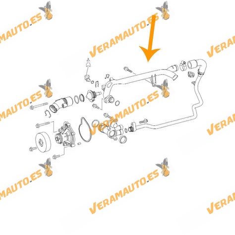 Manguito Radiador Mercedes Motor 1.8 W203 | W211|  W212 | Sprinter | Con junta y sonda de temperatura | OEM 2712001152