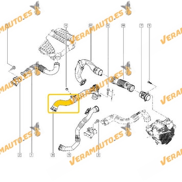 Manguito Intercooler Dacia Dokker Duster | Renault Clio IV | Motor 1.5 DCi | OEM 144604018R