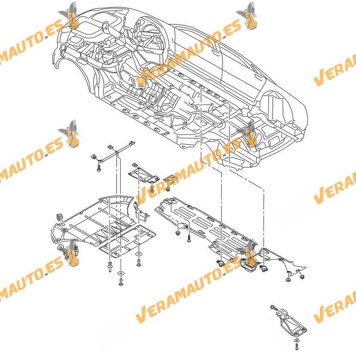 Protección Bajo Caja de Cámbios Audi A8 (D3) de 2003 a 2010 | Plástico ABS+PVC | No incluye tornillería | OEM 4E0825236