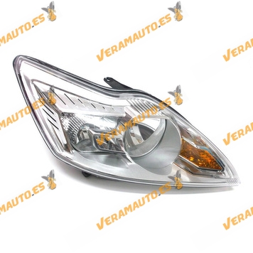 Ford Focus headlight from 2007 to 2011 VISTEON H7 and H1 bulbs | Right Front | Chrome Bottom OEM 1521191 1568265