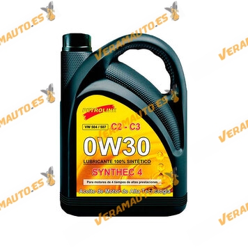 Petroline Engine Oil 0W30 Synthec 4 C2 C3 VW 504.00-507.00 Fuel Economy Synthetic | 5 Liters