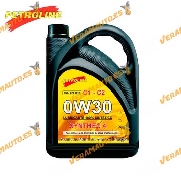 Aceite de Motor Petroline 0W30 Synthec 4 C1 C2 PSA - FORD 934-B PSAR B71 2312 Fuel Economy Sintético | 5 Litros