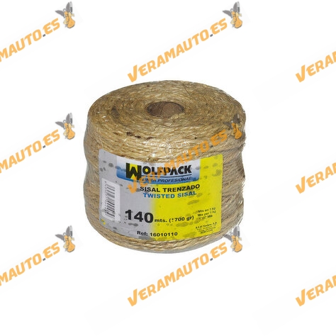 Bobina de Cuerda Sisal nº3/4 2 cabos | WOLFPACK | Rollo de 140 m | Peso 700 g