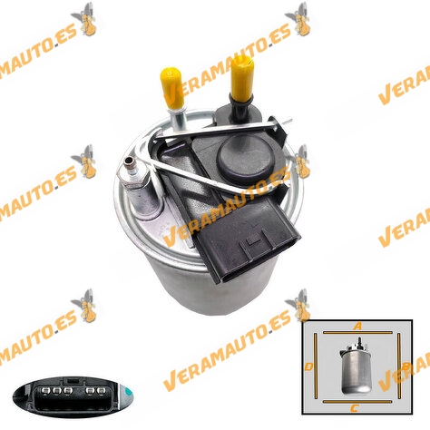 Filtro Combustible SRLine Nissan Juke F15 | Pulsar | Motor 1.5 dCi K9K | Con Sensor de Agua 5 pines | OE 164001KB2B