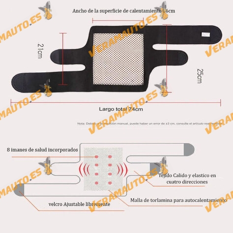Rodilleras Magneticas Autocalentables de Turmalina | Terapia Magnetica | 8 Imanes