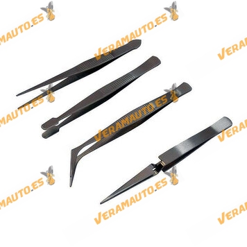 Precision Tweezers Set | 4 pcs. | Stainless Steel | TUMAN